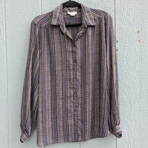 Vintage All Hours Paris Milan Sheer Button Down Blouse Large